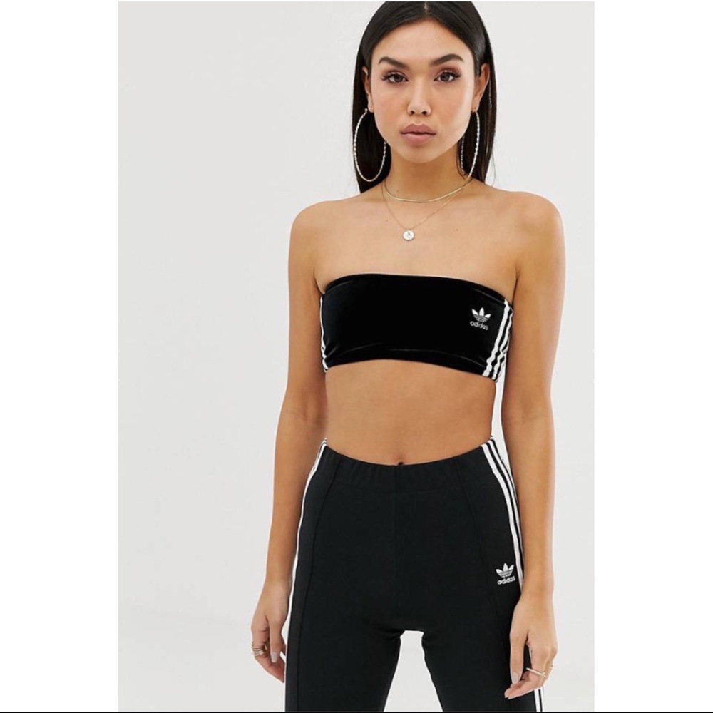 adidas | Originals Synthetic Adicolor Three Stripe Velvet Bandeau Bralette